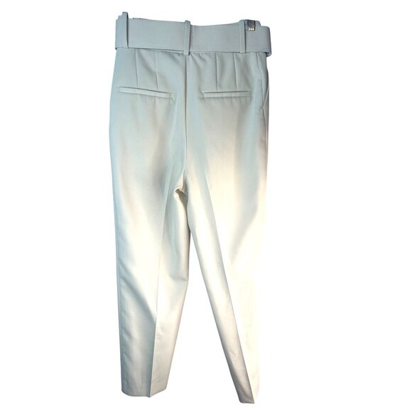 NWOT ZARA XS High-Waist Trousers With Wide Belt Neutral Cream High Rise - Picture 6 of 16